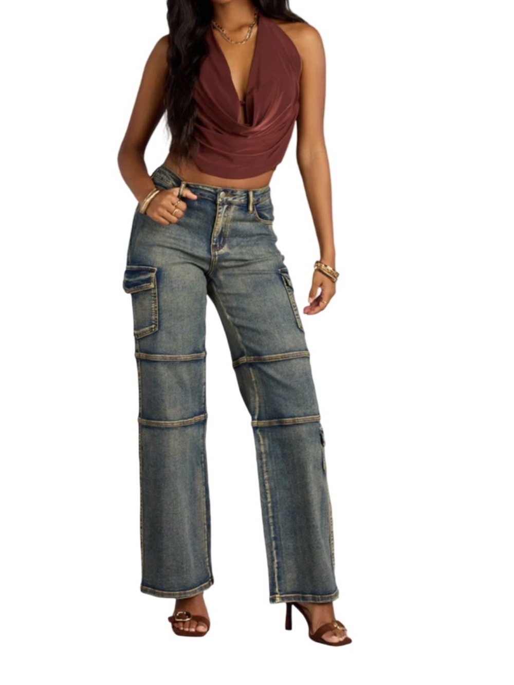 Windsor Off Duty Cargo Denim Jeans NWT Size L